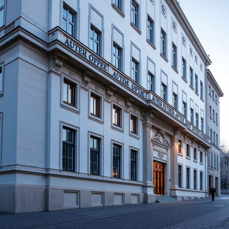 Exteriér kancelářské budovy v Plzni v ranním světle